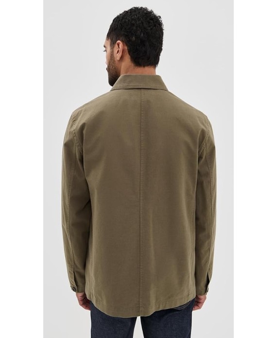 Men's Slub Cotton Linen Utility Chore Jacket