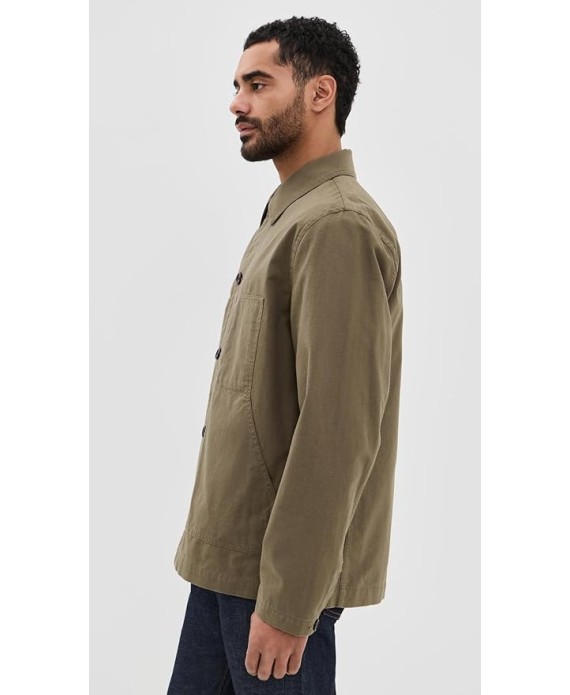 Men's Slub Cotton Linen Utility Chore Jacket