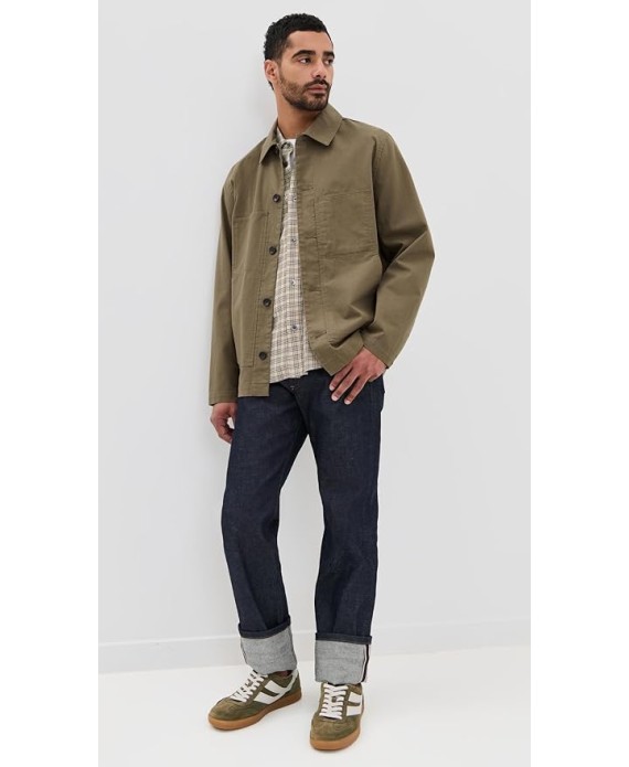 Men's Slub Cotton Linen Utility Chore Jacket