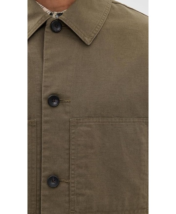 Men's Slub Cotton Linen Utility Chore Jacket