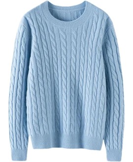 Women Crew Neck Cashmere Sweaters Twisted Commute Knit Pullover Solid Textured Knitwear