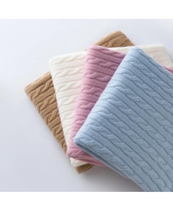 Women Crew Neck Cashmere Sweaters Twisted Commute Knit Pullover Solid Textured Knitwear
