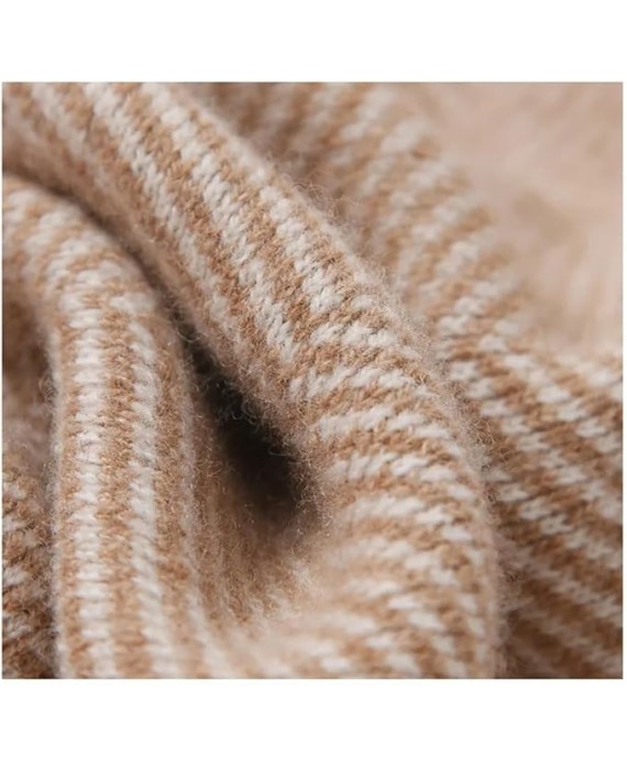 Women Patchwork Wide Leg Pants Elastic High Waist Loose Warm Knit Long Trousers