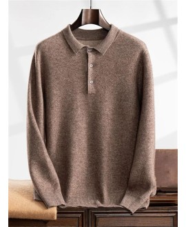 Men Lapel Pullover Knit Casual Flip Collar Sweaters Thickened Long Sleeve Knitwear Casual Sweaters