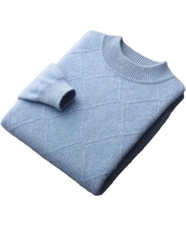 Men's Half Neck Long Sleeve Sweater Thick Mock Neck Pullover Knitwear Casual Soft Warm Sweater