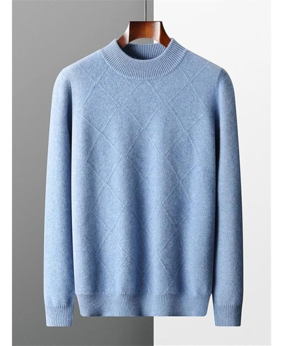 Men's Half Neck Long Sleeve Sweater Thick Mock Neck Pullover Knitwear Casual Soft Warm Sweater