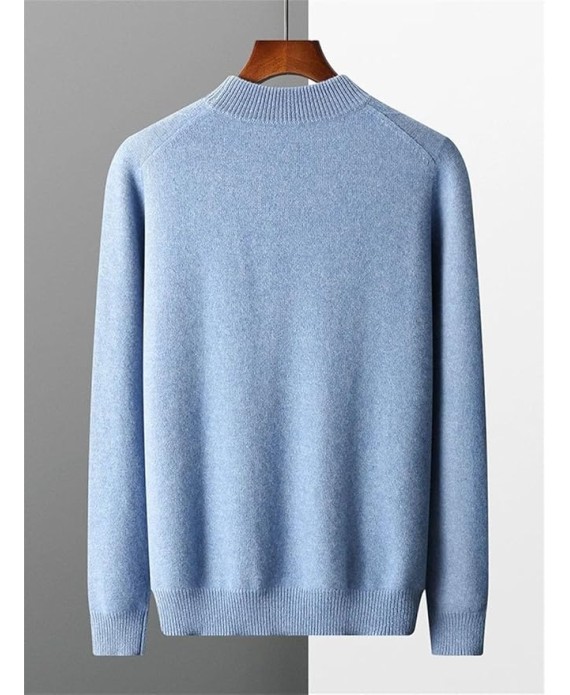Men's Half Neck Long Sleeve Sweater Thick Mock Neck Pullover Knitwear Casual Soft Warm Sweater