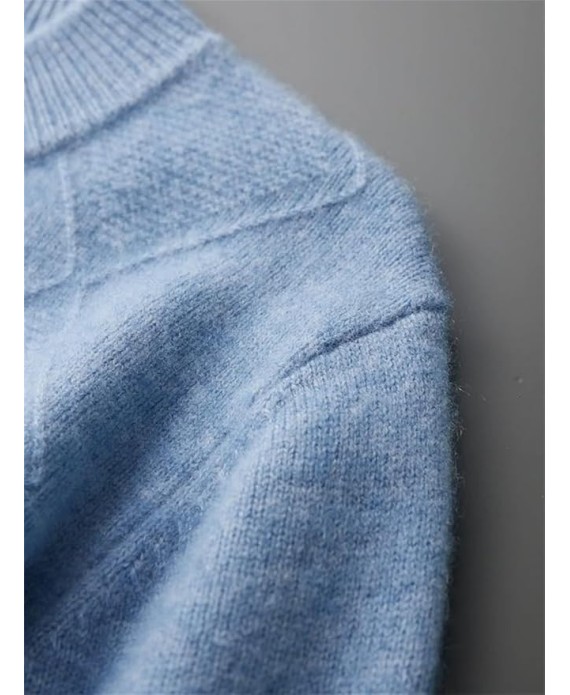 Men's Half Neck Long Sleeve Sweater Thick Mock Neck Pullover Knitwear Casual Soft Warm Sweater