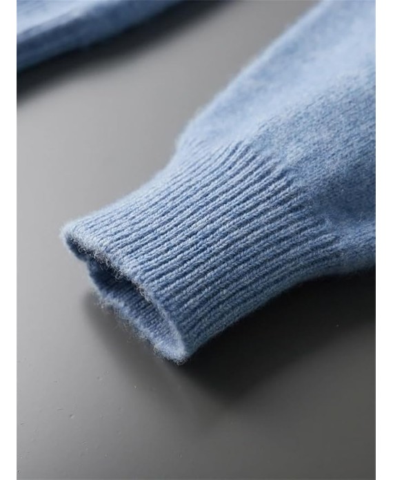 Men's Half Neck Long Sleeve Sweater Thick Mock Neck Pullover Knitwear Casual Soft Warm Sweater
