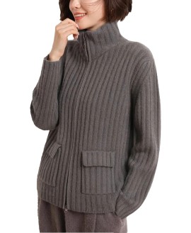 Women Long Sleeve Sweater Cardigan Cashmere Half High Collar Jerseys Thick Knitwear Tops