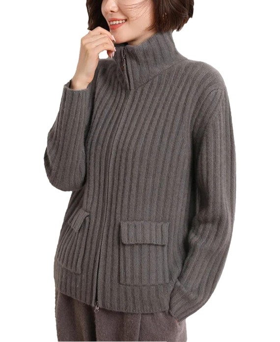 Women Long Sleeve Sweater Cardigan Cashmere Half High Collar Jerseys Thick Knitwear Tops