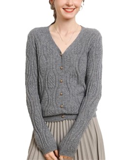 Womens V-Neck Pullovers Long Sleeve Outerwears Cardigan Knitwear Casual Christmas Sweaters