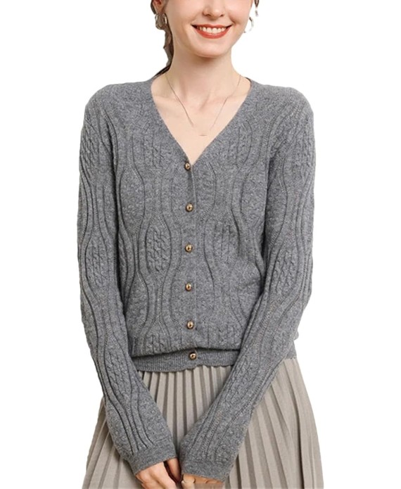 Womens V-Neck Pullovers Long Sleeve Outerwears Cardigan Knitwear Casual Christmas Sweaters
