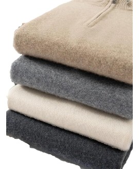Men Mock Neck Sweater Zipper Long Sleeve Pullover Basic Casual Knitwear Sweater Half High Collar Pullover