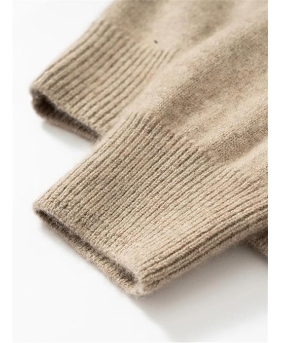 Men Mock Neck Sweater Zipper Long Sleeve Pullover Basic Casual Knitwear Sweater Half High Collar Pullover