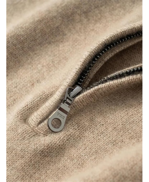 Men Mock Neck Sweater Zipper Long Sleeve Pullover Basic Casual Knitwear Sweater Half High Collar Pullover