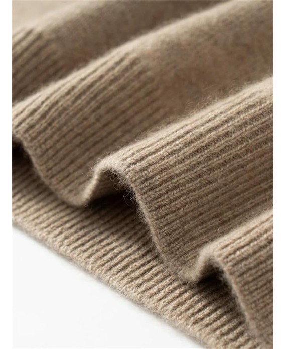 Men Mock Neck Sweater Zipper Long Sleeve Pullover Basic Casual Knitwear Sweater Half High Collar Pullover