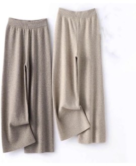 Women's Cashmere Straight Pants Winter Knitwear Thick Soft Warm Trousers Solid Sweatpants