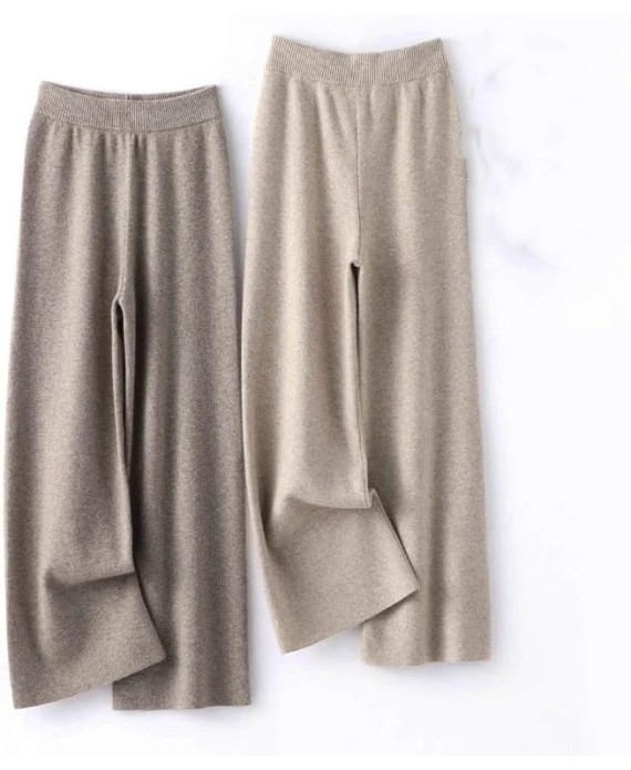 Women's Cashmere Straight Pants Winter Knitwear Thick Soft Warm Trousers Solid Sweatpants
