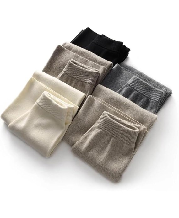 Women's Cashmere Straight Pants Winter Knitwear Thick Soft Warm Trousers Solid Sweatpants