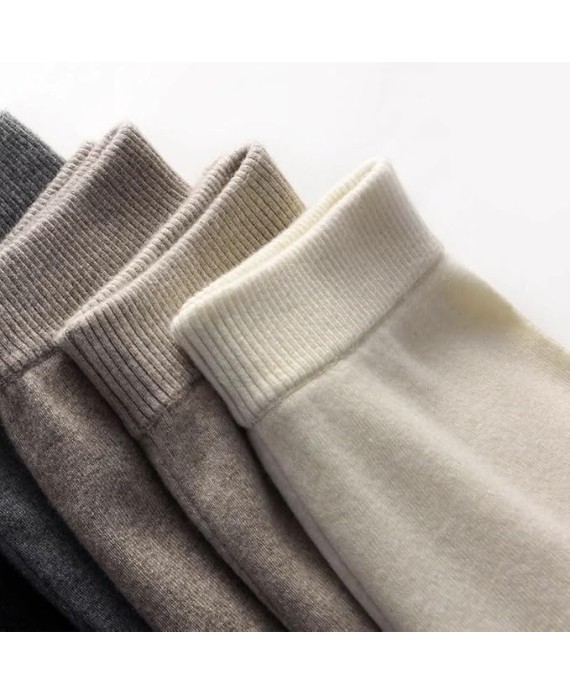 Women's Cashmere Straight Pants Winter Knitwear Thick Soft Warm Trousers Solid Sweatpants