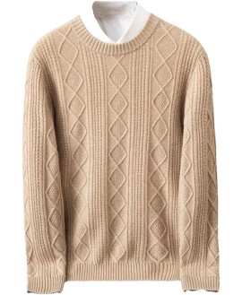 Men's Round Neck Sweater Crew Neck Long Sleeve Sweater Casual Thick Knitwear Sweater