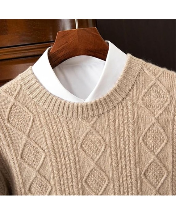 Men's Round Neck Sweater Crew Neck Long Sleeve Sweater Casual Thick Knitwear Sweater
