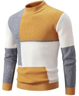 Men's Pullover Patchwork Knitwear for Men -Thin Casual Autumn Knitwear for Men(2XL)