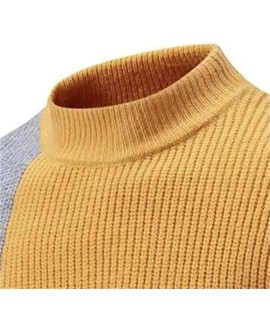 Men's Pullover Patchwork Knitwear for Men -Thin Casual Autumn Knitwear for Men(2XL)