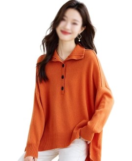 Women's Fashion Retro Knit Sweater Stand Up Collar Sweater Casual Knitwear Ladies Pullover Women Tops