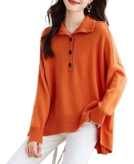 Women's Fashion Retro Knit Sweater Stand Up Collar Sweater Casual Knitwear Ladies Pullover Women Tops
