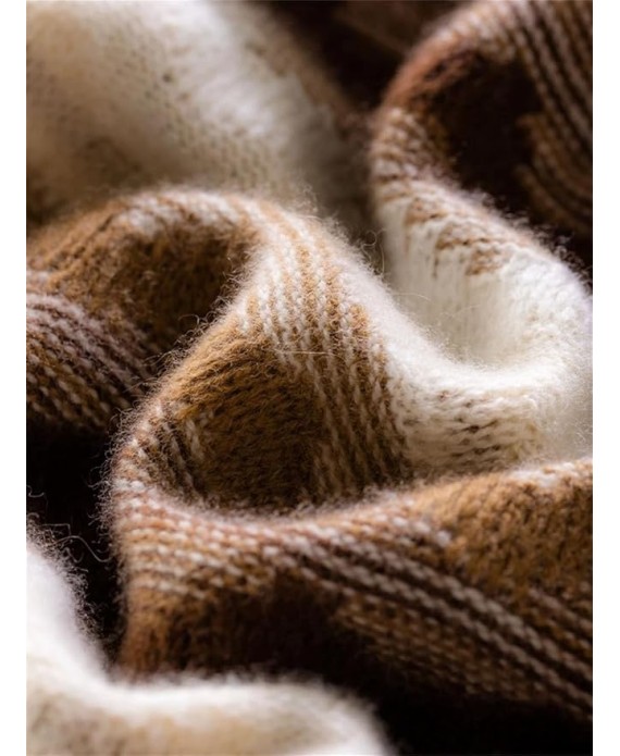 Women's Cashmere Sweater Vintage Twisted Flower Mock Neck Pullover Thick Soft Warm Knitwear