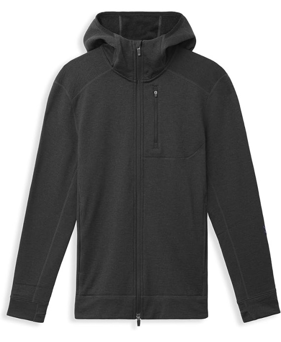 Merino Wool Mammoth Full Zip Hoodie for Men | Heavyweight Nuyarn Fleece Jacket with Helmet-Compatible Scuba Hood