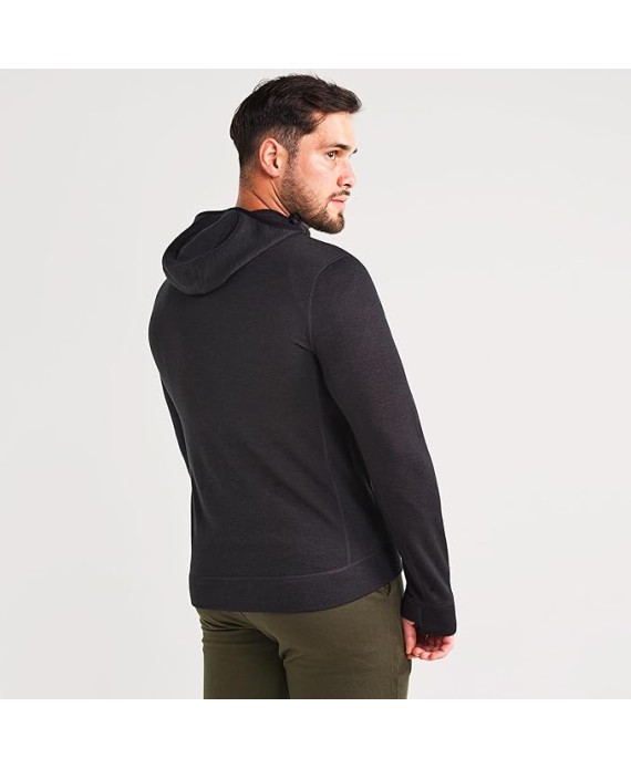 Merino Wool Mammoth Full Zip Hoodie for Men | Heavyweight Nuyarn Fleece Jacket with Helmet-Compatible Scuba Hood