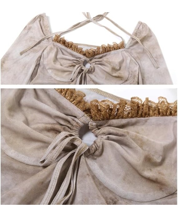 Slim Fit Trumpet Sleeve Navel Exposed Fashion V-Neck Halter Long Sleeve Top Women's Elastic Top