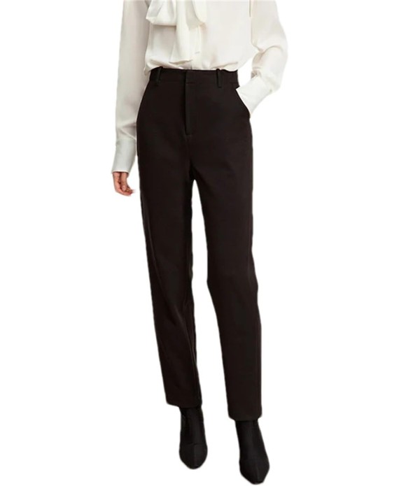 Women's Casual Business Office Nine-Point Pants Solid Color Slim Straight Trousers