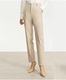 Women's Casual Business Office Nine-Point Pants Solid Color Slim Straight Trousers