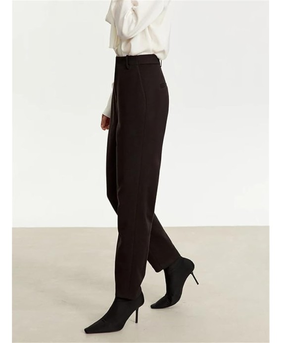 Women's Casual Business Office Nine-Point Pants Solid Color Slim Straight Trousers