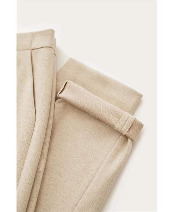 Women's Casual Business Office Nine-Point Pants Solid Color Slim Straight Trousers
