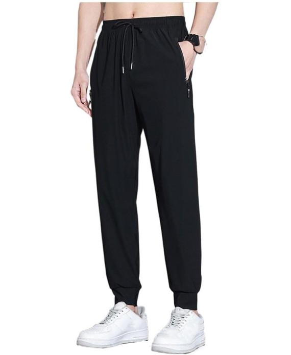 Men's Pant Ice Silk Casual Summer Lightweight Loose Straight Leg Plus Size Sports Wide Leg Trouser for Men
