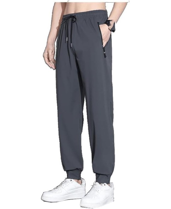 Men's Pant Ice Silk Casual Summer Lightweight Loose Straight Leg Plus Size Sports Wide Leg Trouser for Men
