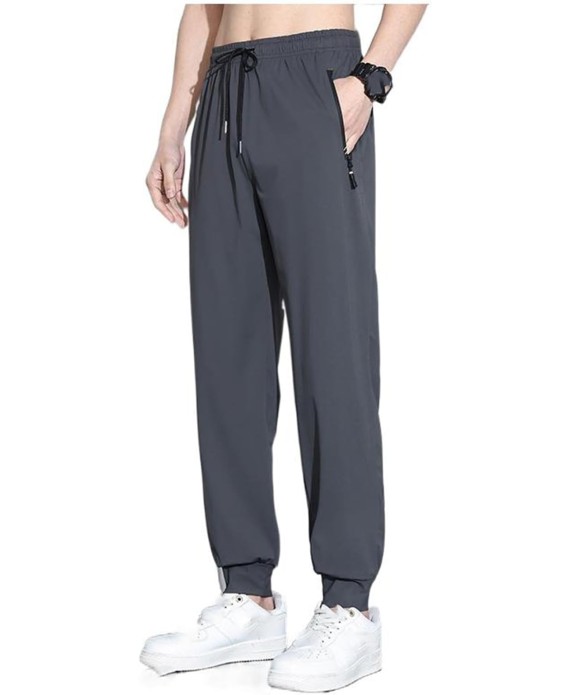 Men's Pant Ice Silk Casual Summer Lightweight Loose Straight Leg Plus Size Sports Wide Leg Trouser for Men