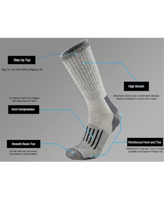 Wool Socks for Men Thicken Warm Hiking Cushion Crew Socks Wool Sports Socks Euro Size 40-45