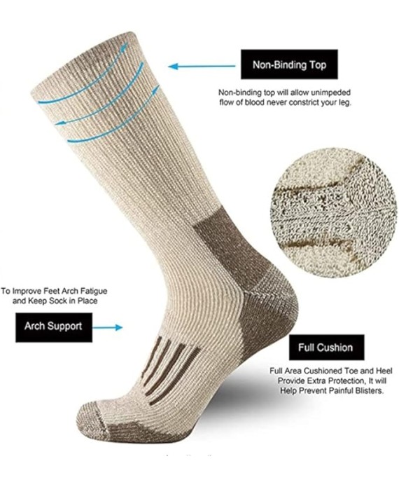 Wool Socks for Men Thicken Warm Hiking Cushion Crew Socks Wool Sports Socks Euro Size 40-45