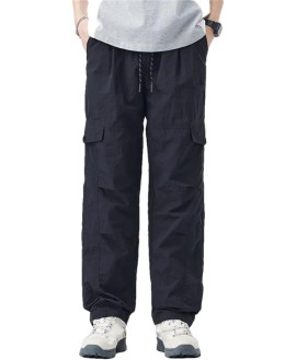 Men's American Style Quick-Drying Work Pants Loose Straight-Leg Casual Ice Silk Trousers