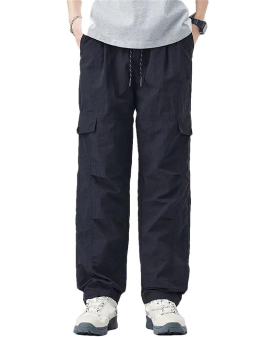 Men's American Style Quick-Drying Work Pants Loose Straight-Leg Casual Ice Silk Trousers