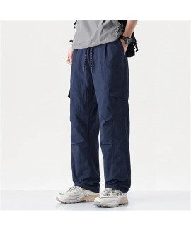 Men's American Style Quick-Drying Work Pants Loose Straight-Leg Casual Ice Silk Trousers