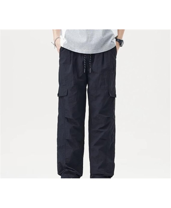 Men's American Style Quick-Drying Work Pants Loose Straight-Leg Casual Ice Silk Trousers