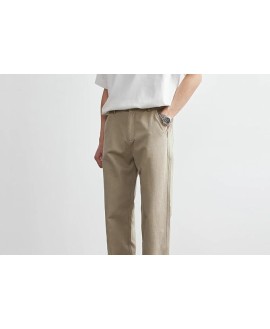 Men's Cotton Casual Pants Straight-Leg Solid Color Men's Loose Wide-Leg Trousers