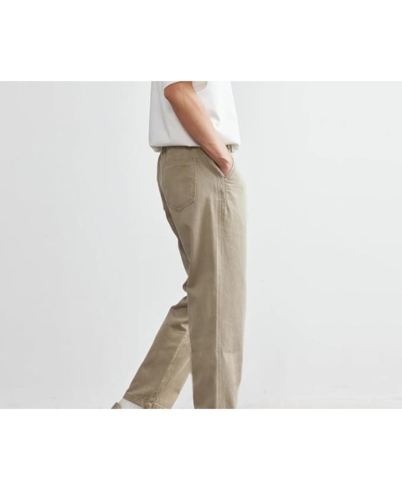 Men's Cotton Casual Pants Straight-Leg Solid Color Men's Loose Wide-Leg Trousers